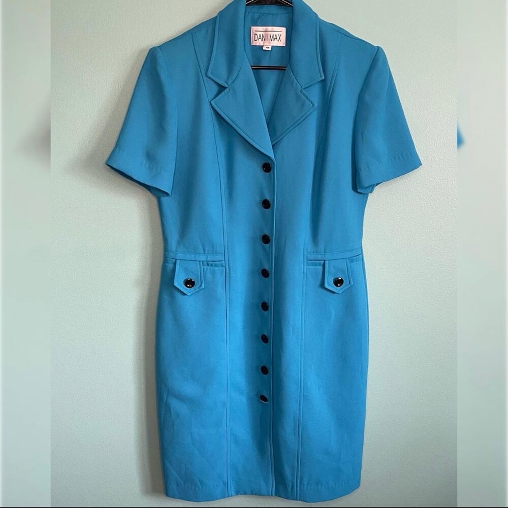 Vintage 1980s blue suit dress by Dani Max